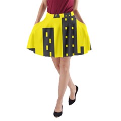 Skyline-city-building-sunset A-line Pocket Skirt by Sudhe