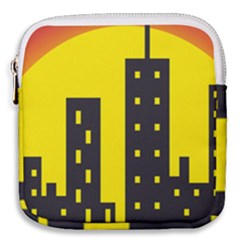 Skyline-city-building-sunset Mini Square Pouch by Sudhe