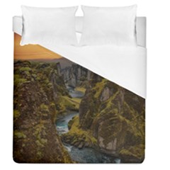 Landscape-cannon-river-mountain Duvet Cover (queen Size) by Sudhe