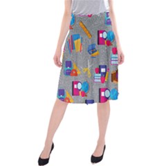 80s And 90s School Pattern Midi Beach Skirt by NerdySparkleGoth