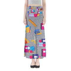 80s And 90s School Pattern Full Length Maxi Skirt by NerdySparkleGoth