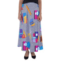 80s And 90s School Pattern Flared Maxi Skirt by NerdySparkleGoth