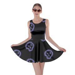 Purple Skulls On Dark Background Skater Dress by SychEva