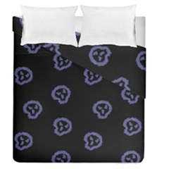 Purple Skulls On Dark Background Duvet Cover Double Side (queen Size) by SychEva