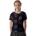 Purple Skulls On Dark Background Kids  Frill Chiffon Blouse View1