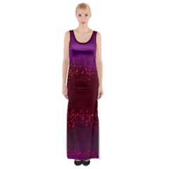 Red Splashes On Purple Background Thigh Split Maxi Dress by SychEva