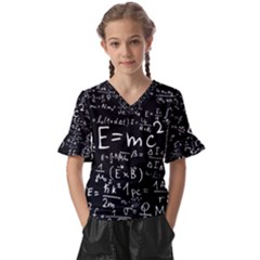 Science-albert-einstein-formula-mathematics-physics-special-relativity Kids  V-neck Horn Sleeve Blouse by Sudhe