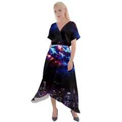 Science-fiction-sci-fi-forward Cross Front Sharkbite Hem Maxi Dress by Sudhe