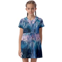 Sea-waves-ocean-water-beach-surf Kids  Asymmetric Collar Dress by Sudhe