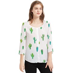 Funny Cacti With Muzzles Chiffon Quarter Sleeve Blouse by SychEva