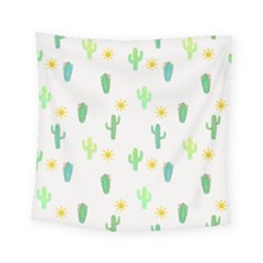 Green Cacti With Sun Square Tapestry (small) by SychEva