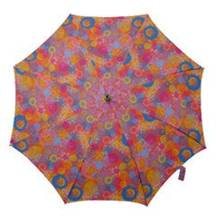 Multicolored Splashes And Watercolor Circles On A Dark Background Hook Handle Umbrellas (small) by SychEva