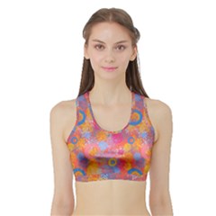 Multicolored Splashes And Watercolor Circles On A Dark Background Sports Bra With Border by SychEva