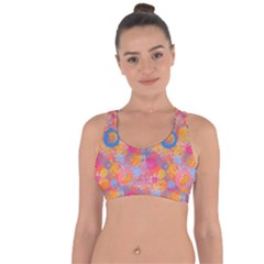 Multicolored Splashes And Watercolor Circles On A Dark Background Cross String Back Sports Bra by SychEva