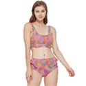 Multicolored Splashes And Watercolor Circles On A Dark Background Frilly Bikini Set View1