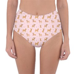 Cute Chihuahua With Sparkles On A Pink Background Reversible High-waist Bikini Bottoms by SychEva