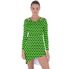 Metallic Mesh Screen-green Asymmetric Cut-out Shift Dress by impacteesstreetweareight