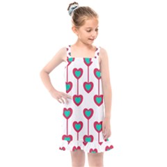 Red Hearts On A White Background Kids  Overall Dress by SychEva