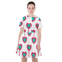 Red Hearts On A White Background Sailor Dress by SychEva