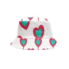 Red Hearts On A White Background Bucket Hat (kids) by SychEva