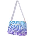 White tiger purple & blue animal fur print stripes Front Pocket Crossbody Bag View2