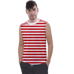 Red And White Stripes Pattern, Geometric Theme Men s Regular Tank Top by Casemiro