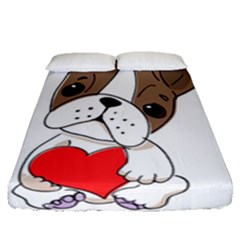 French Bulldog Hearts Fitted Sheet (queen Size) by SomethingForEveryone