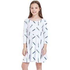 Gray Pencils On A Light Background Kids  Quarter Sleeve Skater Dress by SychEva