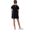 Turquoise Abstract Flowers With Splashes On A Dark Background  Abstract Print Kids  Asymmetric Collar Dress View2