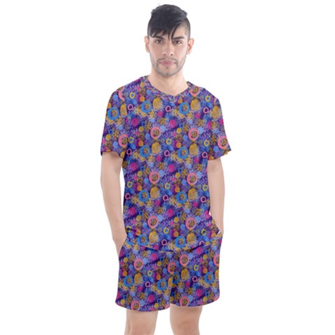 Multicolored Circles And Spots Men s Mesh Tee And Shorts Set by SychEva