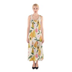 Yellow Juicy Pears And Apricots Sleeveless Maxi Dress by SychEva