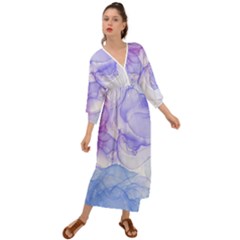 Purple And Blue Alcohol Ink  Grecian Style  Maxi Dress by Dazzleway