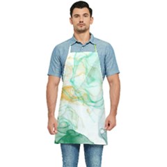 Green And Orange Alcohol Ink Kitchen Apron by Dazzleway