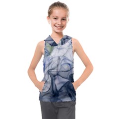 Blue Alcohol Ink Kids  Sleeveless Hoodie by Dazzleway