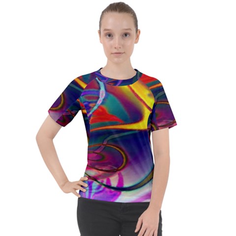 Colorful Rainbow Modern Paint Pattern 13 Women s Sport Raglan Tee by DinkovaArt