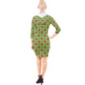 Juicy Slices Of Watermelon On A Green Background Quarter Sleeve Hood Bodycon Dress View2