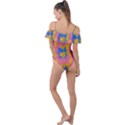 Abstract Painting Frill Detail One Piece Swimsuit View2