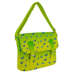 Blue Butterflies At Yellow And Green, Two Color Tone Gradient Buckle Messenger Bag by Casemiro