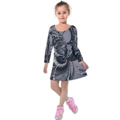 Satellite Kids  Long Sleeve Velvet Dress by MRNStudios