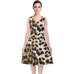 Leopard-print 2 V-neck Midi Sleeveless Dress  by skindeep