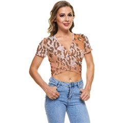 Leopard-knitted Short Sleeve Foldover Tee by skindeep