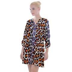 Fur-leopard 5 Open Neck Shift Dress by skindeep