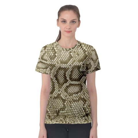 Leatherette Snake 4 Women s Sport Mesh Tee by skindeep