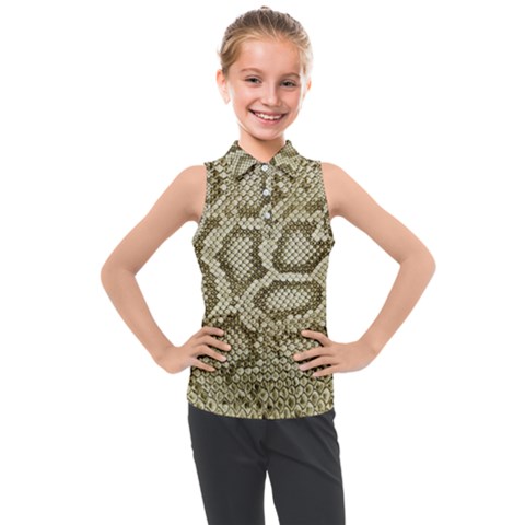 Leatherette Snake 4 Kids  Sleeveless Polo Tee by skindeep