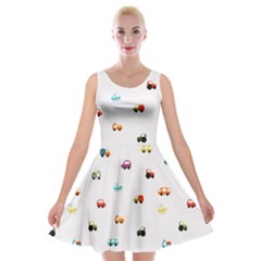 Cute Bright Little Cars Velvet Skater Dress by SychEva