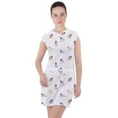 Funny Pugs Drawstring Hooded Dress by SychEva