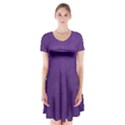 Leather Smooth 18-purple Short Sleeve V-neck Flare Dress View1