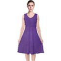 Leather Smooth 18-purple V-Neck Midi Sleeveless Dress  View1