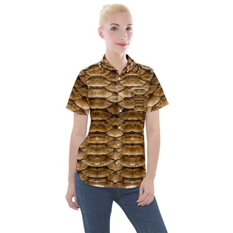 Reptile Skin Pattern 11 Women s Short Sleeve Pocket Shirt by skindeep