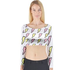 Pattern Cute Flash Design Long Sleeve Crop Top by brightlightarts